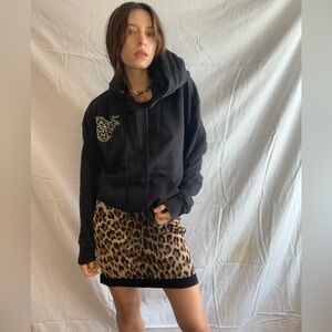 Balmain Leopard Mob Wife Knit Mini Skirt